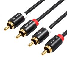 Cabluri de date si incarcare, Cablu audio Vention VAB-R06-B200, 2 x tata RCA la 2 x tata RCA, Conector placat cu aur, 2m, Negru, lerato.ro