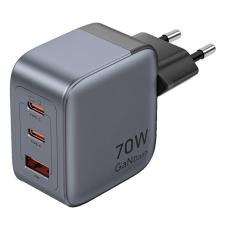 Incarcator retea GaN Vention, 1xUSB-A, 2xUSB-C, 70W, Gri