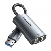Adaptor de retea extern Vention, USB/USB-C la RJ45 mama, Viteza de pana la 1000 Mbps, 15cm, Silver