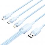 Cablu Vention CTPWG, USB la USB-C/Micro-USB/Lightning, 1.5m, Albastru 3 - lerato.ro