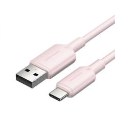 Cablu pentru incarcare si transfer de date Vention CTQPF, USB/USB-C, 3A, 2m, Roz