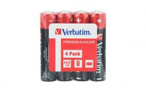 Set 4 baterii Verbatim Alkaline, AAA, Negru/Rosu