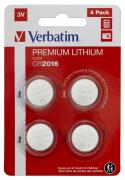 Set 4 baterii Verbatim Lithium, CR2016, 3V, Argintiu