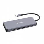 Adaptor HUB 14-in-1 Verbatim Multiport Pro, USB-C - 2x HDMI, 1x VGA, 1x RJ45, 5x USB, 2x USB-C, 1x Mini Jack 3.5mm, 1x MicroSD, 1x SD, Gri 2 - lerato.ro