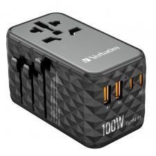 Incarcator retea Verbatim UTA-06 GaN III, 2x USB si 2x USB-C, 100W, Negru