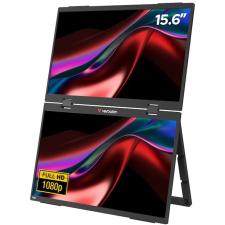Monitor portabil dual Verbatim 32403 Essentials, IPS, 15.6 inch, Full HD, 60Hz, Difuzor integrat, Negru