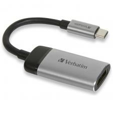 Adaptor video Verbatim, USB-C la HDMI mama, 4K, 60Hz, 10cm, Negru / Argintiu