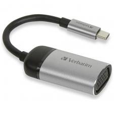 Adaptor video Verbatim, USB-C la VGA mama, 4K, 60Hz, 10cm, Negru / Argintiu
