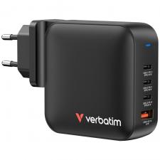 Incarcator retea Verbatim Mini GaN, 165W, 5A, 3xUSB-C, 1xUSB-A, Negru