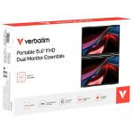 Monitor portabil dual Verbatim Essentials, IPS, 15.6 inch, Full HD, 60Hz, Difuzor integrat, USB-C / Mini HDMI, Negru 9 - lerato.ro