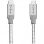 Cablu din otel pentru incarcare si transfer de date Verbatim, 2x USB-C, 3A, 10 Gbps, 0.3m, Silver 3 - lerato.ro