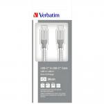 Cablu din otel pentru incarcare si transfer de date Verbatim, 2x USB-C, 3A, 10 Gbps, 0.3m, Silver 4 - lerato.ro