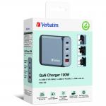 Incarcator retea Verbatim GNC-100, 100W, 3A, 3xUSB-C, 1xUSB-A, Gri 7 - lerato.ro