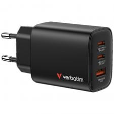 Incarcator retea Verbatim Essentials, 65W, 2xUSB-C, 1xUSB-A, Negru