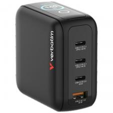 Incarcator retea Verbatim Mini GaN, 1xUSB-A, 3xUSB-C, 140W, Quick Charging, Negru