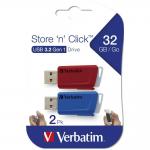Set 2 memorii USB Verbatim Store n Click, 32GB, USB 3.2 Gen 1, Albastru/Rosu 11 - lerato.ro