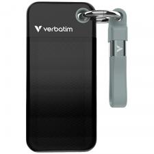 SSD extern portabil Verbatim cu breloc, 256GB, USB-C 3.2, 96.1 x 45.1 x 10 mm, 10Gb/s, Negru/Gri
