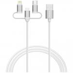 Cablu pentru incarcare si transfer de date Verbatim Sync & Charge, USB-A la USB-C / Lightning / MicroUSB, 18W, 480 Mbps, 1m, Alb 2 - lerato.ro