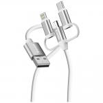 Cablu pentru incarcare si transfer de date Verbatim Sync & Charge, USB-A la USB-C / Lightning / MicroUSB, 18W, 480 Mbps, 1m, Alb 3 - lerato.ro