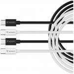 Set 2 cabluri pentru incarcare si transfer de date Verbatim Sync & Charge, USB-C la USB-C, 60W, 480 Mbps, 1m, Alb / Negru 2 - lerato.ro