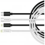 Set 2 cabluri pentru incarcare si transfer de date Verbatim Sync & Charge, USB-C la Lightning, 27W, 480 Mbps, 1m, Alb / Negru 2 - lerato.ro