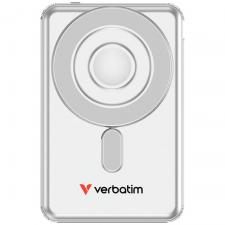 Baterie externa portabila Verbatim Charge n Go, 5000 mAh, Incarcare Wireless 15W, Compatibila MagSafe, USB-C, Silver