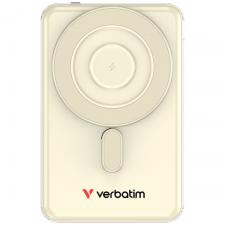 Baterie externa portabila Verbatim Charge n Go, 5000 mAh, Incarcare Wireless 15W, Compatibila MagSafe, USB-C, Gold