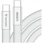 Cablu pentru incarcare si transfer de date Verbatim Sync & Charge SoftTouch, 2x USB-C, 100W, 1.2m, Alb 3 - lerato.ro