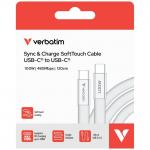 Cablu pentru incarcare si transfer de date Verbatim Sync & Charge SoftTouch, 2x USB-C, 100W, 1.2m, Alb 4 - lerato.ro