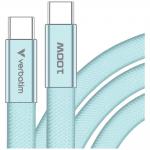Cablu pentru incarcare si transfer de date Verbatim Sync & Charge SoftTouch, 2x USB-C, 100W, 1.2m, Light Blue 3 - lerato.ro