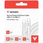 Cablu pentru incarcare si transfer de date Verbatim Sync & Charge SoftTouch, 2x USB-C, 60W, 1.2m, Alb 4 - lerato.ro