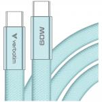 Cablu pentru incarcare si transfer de date Verbatim Sync & Charge SoftTouch, 2x USB-C, 60W, 1.2m, Light Blue 3 - lerato.ro