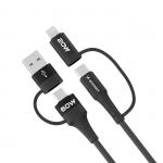 Cablu pentru incarcare si transfer de date Wozinsky WNBAA 4 in 1, 2x USB-C, 1x USB, 1x Lightning, 60W, 1m, Negru 2 - lerato.ro