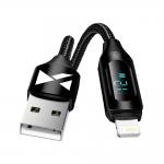 Cablu pentru incarcare si transfer de date Wozinsky WUALC2, USB/Lightning, LED, 2.4A, 2m, Negru 2 - lerato.ro
