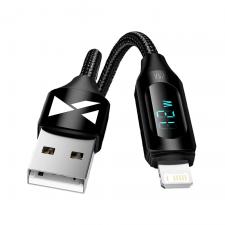 Cabluri de date si incarcare, Cablu pentru incarcare si transfer de date Wozinsky WUALC2, USB/Lightning, LED, 2.4A, 2m, Negru, lerato.ro