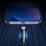 Cablu pentru incarcare si transfer de date Wozinsky WUALC2, USB/Lightning, LED, 2.4A, 2m, Negru 4 - lerato.ro