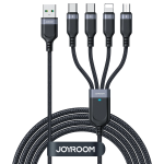 Cablu pentru incarcare si transfer de date 4 in 1 Joyroom S-A18, USB - Micro-USB/Lightning/2 x USB-C, 3.5A, 1.2m, Negru 2 - lerato.ro