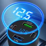Incarcator auto Wozinsky WDCCB, 2x USB si 2x USB-C, Display, 50W, Negru 4 - lerato.ro