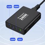 Incarcator retea Wozinsky WGCSB, USB si 3x USB-C, 240W, Negru 13 - lerato.ro