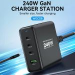 Incarcator retea Wozinsky WGCSB, USB si 3x USB-C, 240W, Negru 5 - lerato.ro