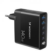 Incarcator retea Wozinsky CGWCB, 2x USB si 3x USB-C, 140W, Negru