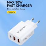 Incarcator retea Wozinsky CWCUCW, USB-C si 2x USB, 30W, Alb 6 - lerato.ro