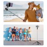 Selfie stick Wozinsky WC1Y3S cu trepied, 1.3m, Adaptor 1/4, Rotire 360, Negru 24 - lerato.ro