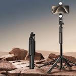 Selfie stick cu 2 lampi LED, trepied si telecomanda Wozinsky WH181D-Y1S pentru telefon, Reglabil, 1.75m, Negru 4 - lerato.ro