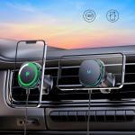 Suport auto cu MagSafe Wozinsky WCT5-Q6S2Y, Air Vent Mount, Rotire 360 grade, Incarcare Wireless 15W, Negru 11 - lerato.ro