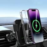 Suport auto Wozinsky WEDZ-3Y8S, Air Vent Mount, Rotire 360 grade, Incarcare Wireless 15W, Negru 11 - lerato.ro