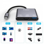Hub multifunctional 3in1 Wozinsky WHCH-01 USB-C la USB-C / USB 3.2 / HDMI, 100W, 4k, 30Hz, 10 Gb/s, Gri 6 - lerato.ro