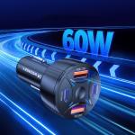 Incarcator auto Wozinsky WLS-04, 2x USB-C, 2x USB-A, 60W, 3A, Negru 6 - lerato.ro