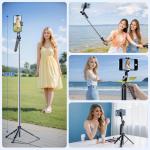Selfie stick cu trepied Wozinsky WC1Y70S, Ajustabil, Inaltime maxima 170cm, Bluetooth, Negru 12 - lerato.ro
