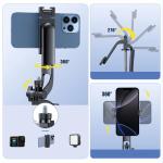 Selfie stick cu trepied Wozinsky WC1Y70S, Ajustabil, Inaltime maxima 170cm, Bluetooth, Negru 13 - lerato.ro